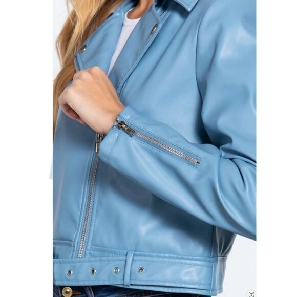 Active USA Vegan Belted Moto Jacket - Picture 8 of 15